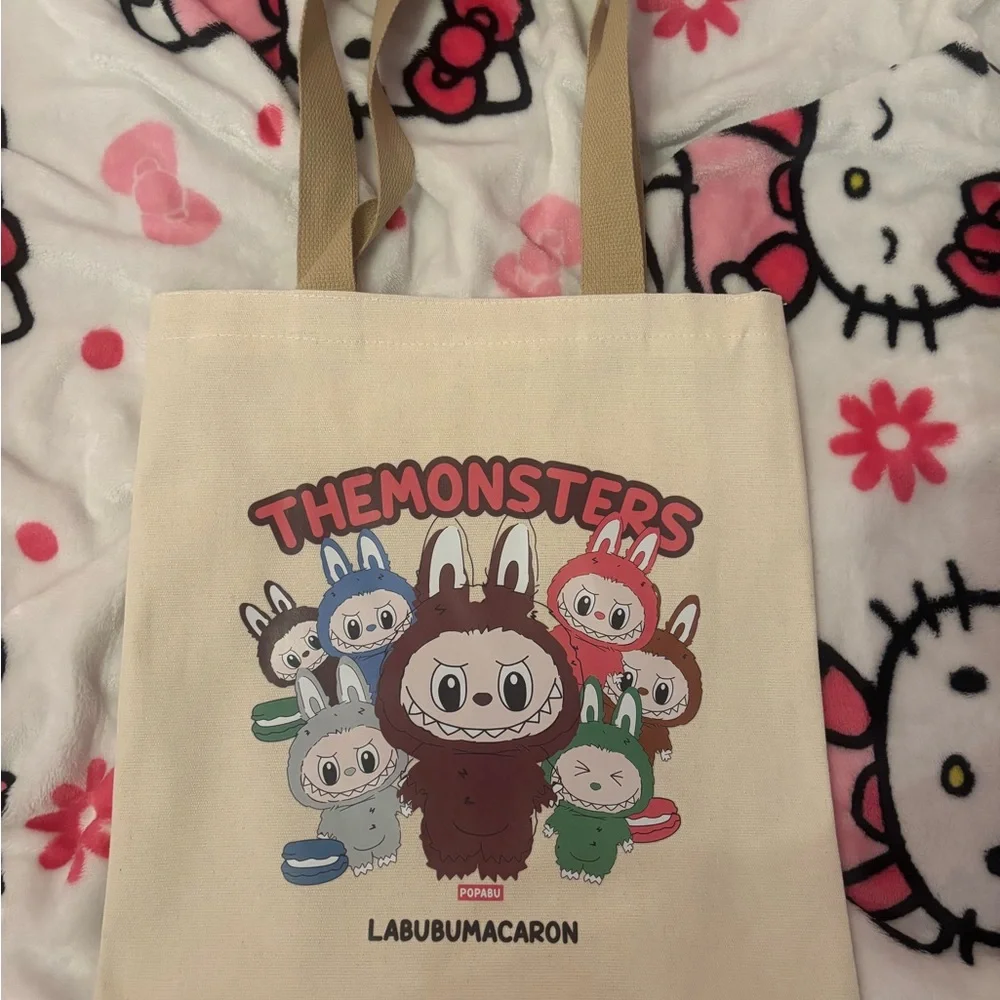 MACARON The Monsters Beige Tote Bag - Picture 1 of 6